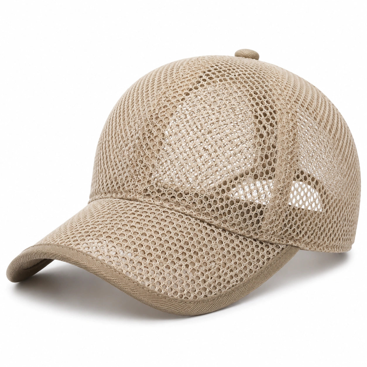 Basecap Einheitsgröße aus Meshgewebe Beige atmungsaktiv mit gebogenem Schirm