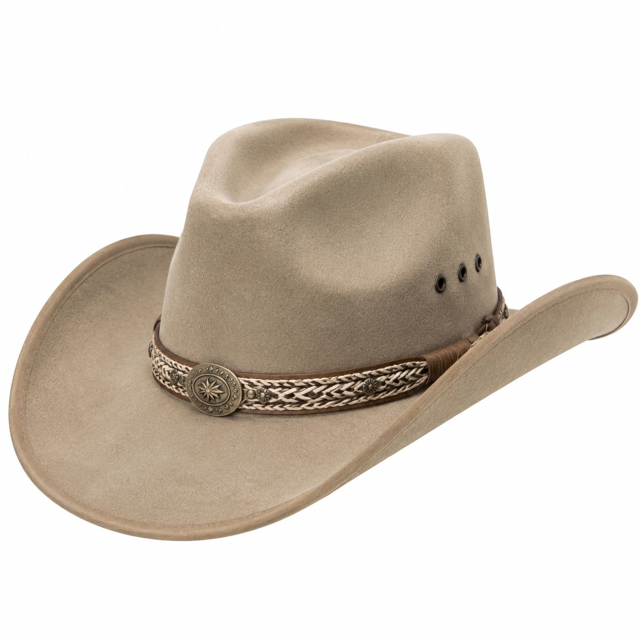 Cowboyhut Einheitsgröße Beige in Wildlederoptik - Westernstil mit breiter Krempe