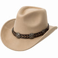 Cowboyhut Einheitsgröße beige in Wildlederoptik mit dekorativem Hutband Westernstil