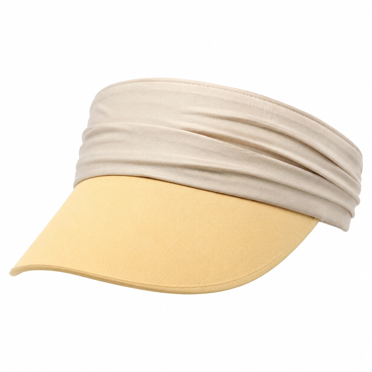 Sonnenvisier Einheitsgröße Textil Beige Hellgelb mit gerafftem Stirnband