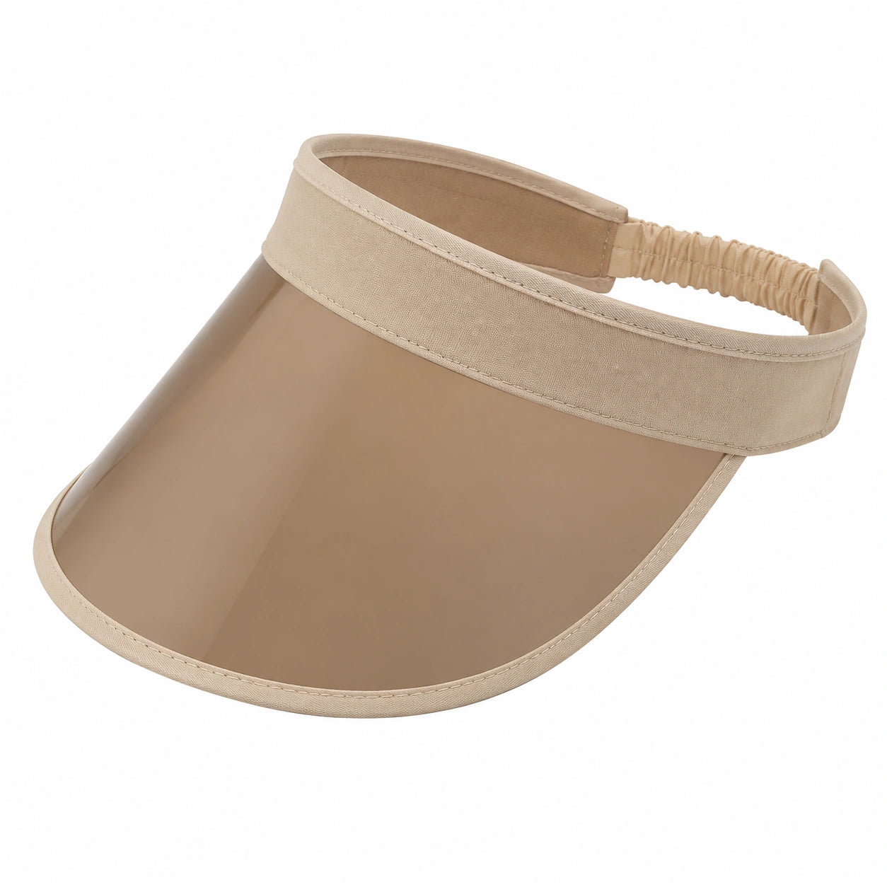 Sonnenvisier Einheitsgröße Beige mit Textilband und transparentem Schirm - elastischer Sonnenschutz