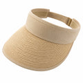 Damen Sonnenvisier Einheitsgröße aus geflochtenem Papierstroh Beige mit verstellbarem Band